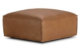 Ashlyn Brown Leather Ottoman In 2020 Brown Leather Ottoman Leather Ottoman Leather Ottomans Living Room