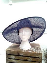 Sample Sale Sinamay Wide Brim Hat Navy Millinery Supplies Millinery Races Fascinators Weddings Bridal Kentucky Derby Wide Brim Hat Brim Hat Hats