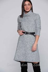 2021 Kislik Elbise Kombinleri Gri Kisa Degaje Yaka Yetim Kollu Elbise Modelleri Tarz Moda Elbise