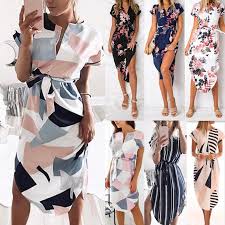 Buy acevog women's floral dress casual short sleeve floral printed fit and flare party dress and other casual at amazon.com. Buy Women Midi Party Dresses Geometric Print Short Sleeve Summer Boho Beach Dress Plus Size At Affordable Prices Free Shipping Real Reviews With Photos Joom