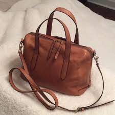 Товар 5 fossil sydney satchel shoulder bag crossbody camel brown stripe leather new. Fossil Bags Fossil Sydney Satchel Camel Poshmark