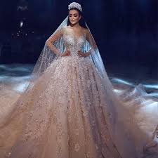 Luxury Haute Couture Ball Gown With Beaded Lace Long Sleeve Ball Gown Wedding Dress Ball Gowns Wedding Ball Gown Wedding Dress