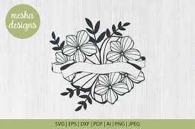 Each svg file includes a version with layers separated by color, and layers assembled and grouped by color, plus png clipart i'm also excited to offer over 300 free svg files, with a new free svg for cricut & silhouette added each week! Floral Ribbon Banner Svg Cut File Graphic By Diycuttingfiles Creative Fabrica