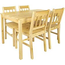 Comment recoller une chaise en bois. Vidaxl Table A Manger 4 Chaises En Bois Naturel Diner Salle A Manger Cuisine Amazon Fr Cuisine Et Maison