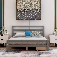 Amazon Com Full Bed Frame With Storage Drawers And Headboard Wood Platform Bed Frame Mattress Foundation Wooden Slat Support No Box Spring Needed Easy Assemble Grey Furniture Decor Once the posts were complete, it was time to add the i lined the inside of the frames with cove molding for a little extra detail as well. full bed frame with storage drawers and headboard wood platform bed frame mattress foundation wooden slat support no box spring needed easy assemble