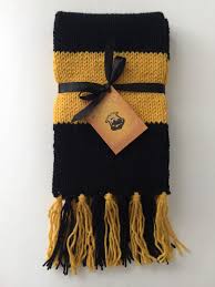 Custom Order Hand Knit Hufflepuff Scarf Also Available Fantastic Beasts And Where To Find Them Handwarmers Knitted Harry Potter Crafts Unique Items Products