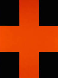 John Nixon Australia B 1949 Black And Orange Cross 1992 Enamel On Chipboard 243 X 182 Cm Art Painting Mini Cosmos Art Abstract Painting Media