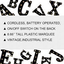 What about something like this: Buy Light Up Black Alphabet Marquee Letters Sign Led Marquee Number Lights Sign For Night Light Home Bar Christmas Lamp Birthday Party Wedding Decoration J Online In Turkey B078gzk99w