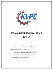 Folio Ep 2019 Docx Etika Profesionalisme Folio Nama Abdul Rahman Bin Noorizani Angka Giliran K651fete002 Program 1 Diploma Teknologi Elektrik Pengajar Course Hero