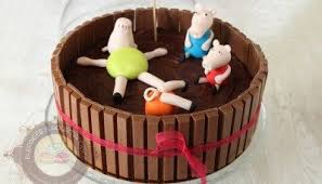 Layer Cake Chocolat Vanille Le Bain De Boue De La Famille Peppa Pig Gateaux Peppa Pig Cake Chocolat Gateaux Aux Numeros