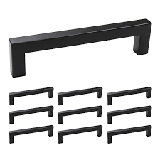 Transitional kitchen cabinets are a great way to keep a more traditional look in your kitchen, but without looking dated. Matte Black Modern Cabinet Handles Kitchen Drawer Pulls Square Bar Knobs And Pull Handles 5 Hole Centers 5 1 2 Overall Length 10 Pack Buy Online In Angola At Angola Desertcart Com Productid 184874531