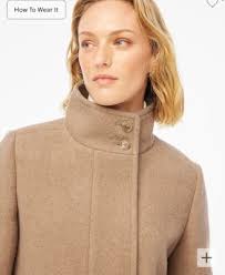 NWT J. Crew Size 12 City coat with button neck Brown BU261 Wool Blend