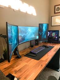 Is The Home Depot Hack A Thing Golden Acacia Wood For The Win In 2020 Home Office Setup Game Room Design Gaming Room Setup