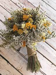 Rustic Yellow Wildflowers Bouquets Fall Wedding Inspirations Diy Wedding Bouquets On A Budget Dried Flower Bouquet Yellow Bouquets Flower Bouquet Wedding