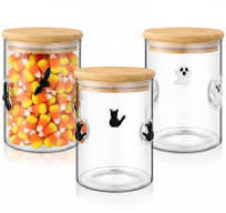 Amazon.com: Reallnaive 3 Pcs Halloween Icon Glass Storage ...