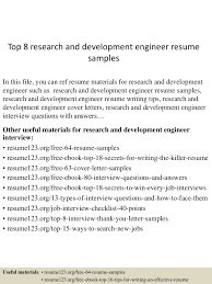 There are plenty of opportunities to land a sales engineer job position, but it won't just be handed to you. Top 8 Research And Development Engineer Resume Samples