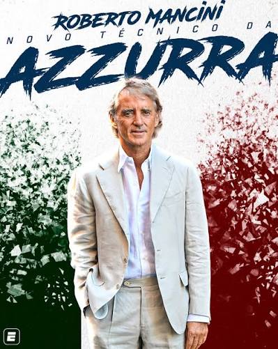 TEM NOVO COMANDANTE NA IT&Aacute;LIA! 🚨🇮🇹 Roberto Mancini foi escolhido como novo t&eacute;cnico da sele&ccedil;&atilde;o italiana ap&oacute;s neg&oacute;cio frustrado com Pirlo. Acha que agora a It&aacute;lia vai voltar aos tempos de gl&oacute;ria,