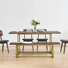 Dark wood kitchen table with bench. Hudson Dining Table With Bench Castlery United States