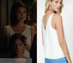 The Vampire Diaries Season 8 Episode 10 Sybil S White V Neck Cami Shop Your Tv White V Necks Vampire Diaries Fashion Vampire Diaries