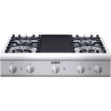 Love that the blue light shows when the gas is on, because sometimes hard to see the flame in the morning light. Pcg364gd Thermador Professional 36 Gas Rangetop 4 Burners Griddle
