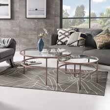 Learn more on small oval coffee tables. 2 Piece Glass Nesting Tables For Living Room Round Glasstop Coffee Table Set With Metal Base For Small Place Separate Or Together Rose Golden Buy Online In Dominica At Dominica Desertcart Com Productid