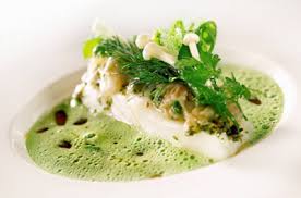 Filet De Barbue Marine Au Thym Et Citron Tartare D Huitres Et Saint Jacques Emulsion De Cresson Iodee Par Le Chef Guy Lassausaie Anne Marie Costille