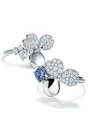 Paper flowers diamond pave ring platinum size 7 Tiffany Paper Flowers Diamond And Tanzanite Flower Ring In Platinum Jewelry Fashion Rings Tiffany Jewelry