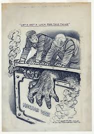 Washington Post Cartoon Published Amidst The Cuban Missile Crisis 1962 Propagandaposters Herbert block depicts khrushchev as an equal of president kennedy in struggling to contain nuclear war. washington post cartoon published