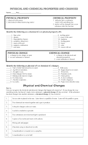 .chemistry worksheet matter 1 answer key, chemistry worksheets with answer key and chemistry worksheet matter 1 answer key are three main things we will show you based on the post title. Physical And Chemical Properties And Changes And Key