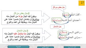 الصف التاسع اللغة العربية الكلمة والجملة النحو البدل ج1 Youtube