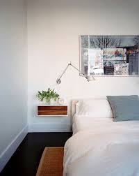Floating Side Table And Wall Mounted Light Bedroom Interior Small Bedroom Decor Bedroom Design