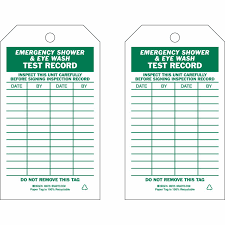 The maintenance of the eyewash station can be done by keeping and maintaining an eyewash station maintenance log which helps the manager in making sure that the eyewash station is up to. Brady Part 86725 Emergency Shower And Eye Wash Inspection Tags Bradyid Com Sg