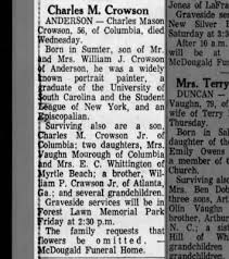 Charles Mason Crowson obituary 1973