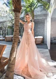 3d Lace Dress Peach Stylish Elegant Wedding Dress Ivory Blush Etsy Peach Wedding Dress Wedding Dresses Blush Blush Pink Wedding Dress