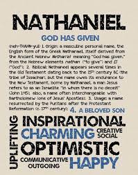 Nathaniel Personalized Name Print Typography Print Detailed Name Definitions Numerology Calculated De Hebrew Boy Names French Baby Names Baby Names Short