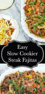 These Slow Cooker Steak Fajitas Are A Great Easy Recipe To Have In Your Back Pocket I Love It On Our Busy Sp Slow Cooker Steak Steak Fajitas Slow Cooker Soup