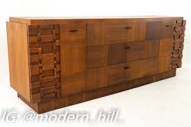Lane Brutalist Mid Century Walnut 9 Drawer Lowboy Dresser Mid Century Modern Bedroom Furniture Lowboy Dresser Modern Furniture Online