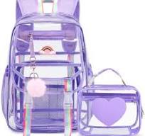 Mochila transparente para niñas, mochila transparente resistente con bolsa  de almuerzo para la escuela, Púrpura, Mochilas Daypack