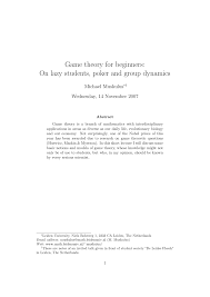It's like the trivia that plays before the movie starts at the theater, but waaaaaaay longer. Pdf Game Theory For Beginners On Lazy Students Poker And Group Dynamics