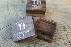Titanium Ti Periodic Table Atomic Element Carved Wooden Box Walnut Hardwood Wooden Boxes Carving Wooden