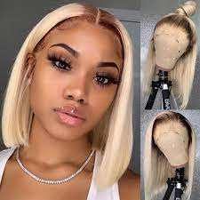 Teek Straight Blonde Bob In 2021 Blonde Bob Wig Honey Blonde Bob Wig Wig Hairstyles