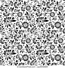 Here is a vector of black floral, includes a eps file. Floral Pattern Vector Floral Seamless Pattern In Black And White With Leaves And Flower Design Elements Canstock