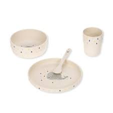 Lassig Usa Little Water Whale 4 Piece Toddler Place Setting Multi Bamboo Dishes Tableware Set Dish Sets