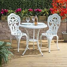 Traditional Cast Aluminium Cafe Bistro Outdoor Garden Furniture Table Chairs Set White Patio Furniture Table Garden Table And Chairs Small Patio Furniture