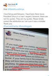 Последние твиты от uhuru na kenyatta (@ukkenyata). Reno Omokri Calls Out Kenyan Government For Attributing His Quotes To President Politics Nigeria