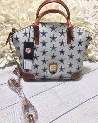 Nwt Dooney Bourke Dallas Cowboys Charli Satchel Bag Super Cute Purse Gray Silver Bag With Blue Dallas Logo Stars Made Of Dooney Bourke Dooney Satchel Bags