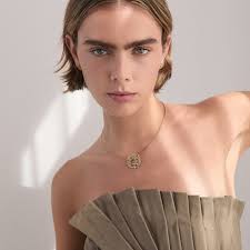 CANDY MOON Golden necklace cold enamel in blue tones