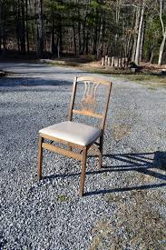 Vintage Stakmore Folding Chair Wooden Padded Vinyl Seat Extra Seating Panchosporch Wooden Outdoor Furniture Seating Chair