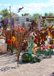 6 rustic metal flowers self taught artist listed garden brut art. Metal Plants Loya S Courtyard