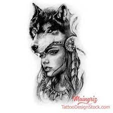 We Are Drawing Your Tattoo 15291 Drawings Already Created From A Simple Idea We Create Your T Wolf Girl Tattoos Wolf And Woman Wolf Tattoos For Women
